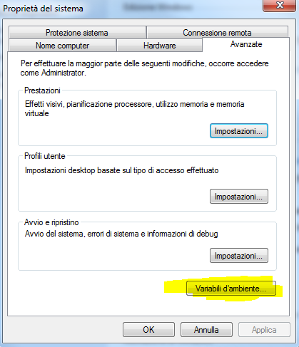 Variabili di ambiente
