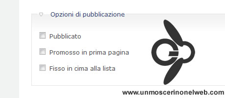 opzioni di pubblicazione drupal